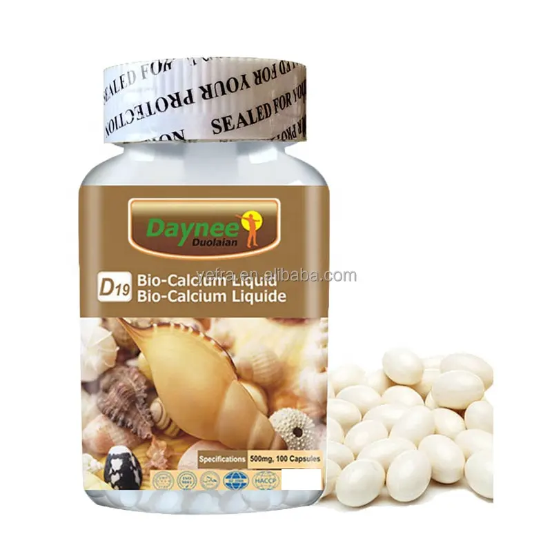 Label pribadi 500mg cairan kalsium Vitamin D3 kapsul lunak untuk cairan tulang dan bio-kalsium lignosulonat