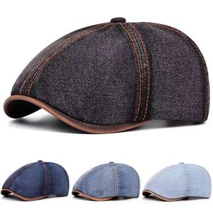 Mũ nồi hình bát giác Retro của anh họa sĩ Mũ Newsboy Mũ nam giặt mũ denim đau khổ - Product Image 1