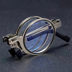 ミニメタル折りたたみ式老眼鏡小さな丸い正方形のポータブル折りたたみ式ブルーライトブロッキング折りたたみ式老眼鏡ケース付き - Product Image 2