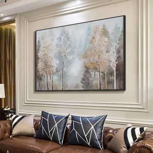 Decoración para Sala de Estar, Pintura al Óleo 100% Hecha a Mano, <span class=keywords><strong>Cuadros</strong></span> de Arte Abstracto con Árboles de Otoño - Product Image 6