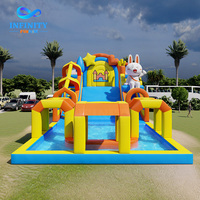 Toboggan aquatique gonflable commercial d'extérieur, nouveau design, avec piscine, toboggan aquatique gonflable pour parc aquatique au sol