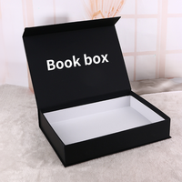 Boîte cadeau magnétique de luxe personnalisée avec poignée d'emballage boîte noire en papier de carton rigide pliable avec logo personnalisé