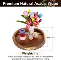 Plateau décoratif circulaire en bois d'acacia - Écologique, durable, non toxique pour les tables basses, les comptoirs de cuisine et l'usage domestique