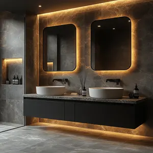 Hotel Project <strong>Bathroom</strong> Vanity Unit Floating <strong>Bathroom</strong> Black Vanity Modern <strong>Style</strong> <strong>Bathroom</strong> Cabinets for Sale - Product Image 5
