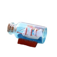 Bateau pirate méditerranéen, bouteille à vœux, bateau à voile dans une bouteille à la dérive, micro-paysage, décoration nautique, accessoires de jardin féerique
