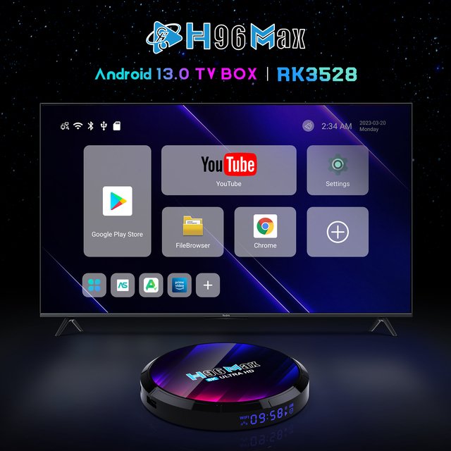H96 MAX RK3528 Android 13 TV BOX Quad Core 2.4G 5G Wifi Support 8K Video Decoding H.265 VP9 Wifi6 BT Media Player TVBOX