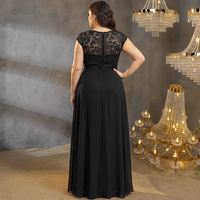 Robe de soirée longue en mousseline de soie noire grande taille avec dentelle, sans manches, à volants, pour mère de la mariée, sur mesure, vente en gros