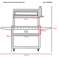 Barbecue argentin en acier inoxydable avec rôtissoire 885x550mm, barbecue au charbon de bois pour la cuisine en plein air