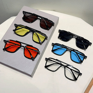Occhiali da sole unisex quadrati classici con montatura completa, nuovi occhiali da guida a doppia barra da <span class=keywords><strong>uomo</strong></span> con protezione UV400 e logo personalizzato - Product Image 3