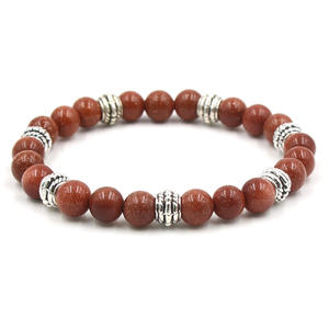 Braccialetti di perline da uomo di moda classica <span class=keywords><strong>pietra</strong></span> naturale 8mm perle di pietre d'oro ciondolo con perline per uomo e donna gioielli regalo - Product Image 4