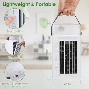 Portable Air Cooler 60W DC 3 Speeds Nightlight Mechanical Control Home Office Camping Use Freestanding Plastic White - Product Image 1
