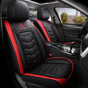 Fundas de asiento de coche, juego completo con soporte Lumbar, cubierta de asiento de coche, accesorios de cojín, Airbag de cuero Compatible con 5 asientos