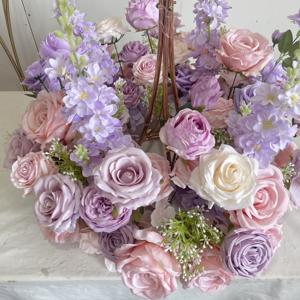 Centro de Mesa de Flores Artificiales GreenLife, Personalizable, 60 cm, Morado, Rosa y Blanco, para Decoración de Mesa de Boda y Banquete - Product Image 5