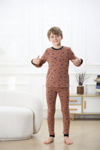 Vente en gros de vêtements de maison en coton mignon à la mode sous-vêtements à manches longues ensemble 2 pièces pyjama pour enfants - Product Image 4