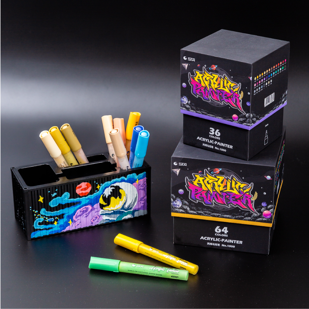 STA Acrylic Markers Fine Tip Art Graffiti Marker Pen Set Drawing On Canvas Glass Plastics Cloth Wood Acrylic Painting
