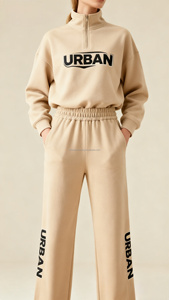 Conjunto Deportivo Urbano de Dos Piezas para <span class=keywords><strong>Mujer</strong></span>, Invierno, Informal, Tejido, con Logotipo Personalizado, OEM ODM, Sudadera y Pantalones - Product Image 3