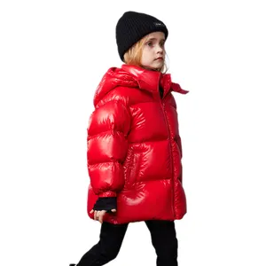 Unisex Glittering Winter Jacket Coat For Children Waterproof Long Nylon Plus Size Clothing Zipper Closure Solid Print Design
