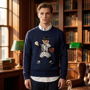Pull-over en tricot pour homme avec logo personnalisé, style Old Money, fabricant OEM/ODM, marque privée, faible MOQ, tricot de coton de haute qualité - Product Image 3