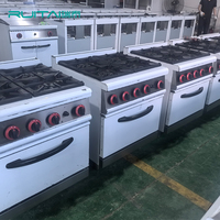 Cuisinière à quatre brûleurs en acier inoxydable Ruitai avec four, mode d'économie d'énergie au gaz commercial, facile à nettoyer, double combustible