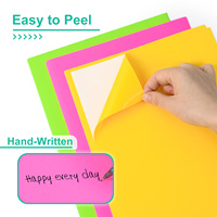 Kertas Stiker Fluorescent Cetak Grosir, 8.5x11 inci Label Perekat Inkjet Laser 30 Lembar Warna Campuran Stiker Bisnis