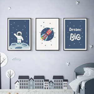 Peinture sur toile de dessin animé Planet Rocket Explore, affiches et images imprimées, décoration de <span class=keywords><strong>chambre</strong></span> d'enfant - Product Image 1