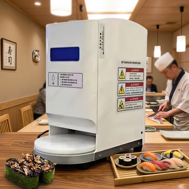 Mini Fully Automatic Motorized Nigiri Sushi Machine High Efficiency 1200-1500/h Capacity Portable Rice Ball Forming Machine for