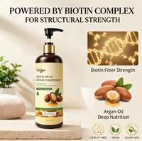 Après-shampoing Wishgan naturel à la biotine, à la glycérine et à l'huile d'argan pour cheveux bouclés, frisés, abîmés, réparation, douceur, hydratation, soin quotidien