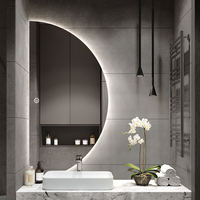 Miroir lumineux semi-circulaire créatif mural, lampe de maquillage en forme d'alien, LED tricolore, pour salle de bain, cuisine