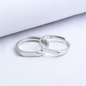 <b>Silver</b> Plated Copper Personalized Custom <b>Rings</b> Name Letters <b>Adjustable</b> Men Women Couple Broad Band Rectangle Wedding <b>Ring</b> - Product Image 3