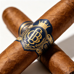 Étiquette adhésive personnalisée avec logo privé, en vinyle imperméable, gaufrée, avec dorure à chaud, pour bande de cigare - Product Image 2