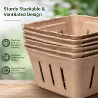 Conteneur en carton kraft brun écologique jetable pour fruits de la ferme 95x95x43mm – Transporteur de baies