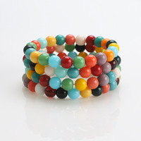 Verre multicolore DIY accessoires porcelaine artificielle perles de jade perles éparpillées acrylique macaron couleur ronde perle de verre