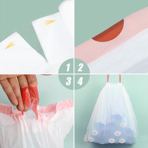 Sacs poubelle en plastique à cordon personnalisés en gros, sacs poubelle pour la cuisine et la maison, emballage de déchets, sacs poubelle en plastique à main - Product Image 3