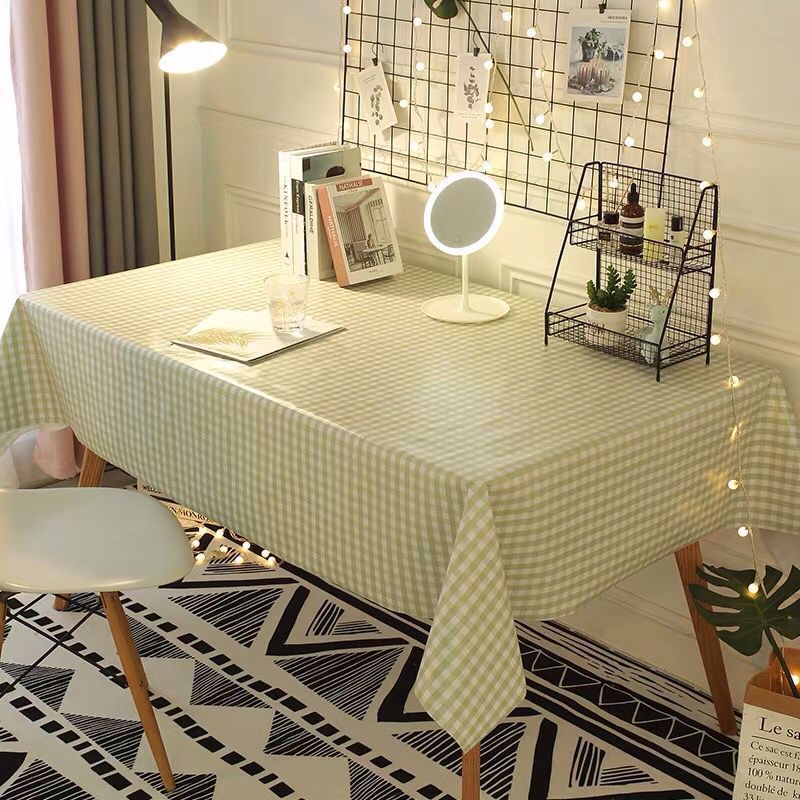 Nuevo - PVC pequeño a cuadros verde [borde recto]