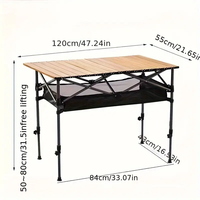 Mobilier d'extérieur Table de camping pliante à hauteur réglable Table de pique-nique pliable à enrouler portable pour sac à dos