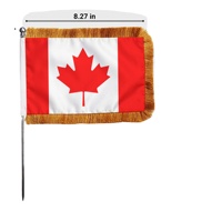 Support métallique canadien pour drapeau de table en satin avec franges dorées, idéal pour les bureaux et les réunions