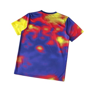 Camiseta de Fútbol Personalizada de Fábrica, Modelo 2026, en Blanco, Estilo <span class=keywords><strong>Amsterdam</strong></span>, Alta Fidelidad, con Diseño Artístico de Puntos Rojos, Amarillos y Azules, Edición Especial - Product Image 2
