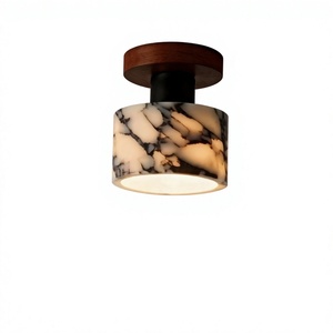 Lampada da Soffitto Minimalista in Marmo <span class=keywords><strong>LED</strong></span> con Controllo Touch a 3 Colori, Struttura in Legno/Marmo, Elegante e Discreta per Soggiorno di Lusso - Product Image 1