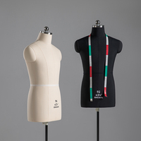 Mannequin de couture robuste à broches avec support roulant réglable, buste masculin demi-corps pour l'enseignement en écoles de mode