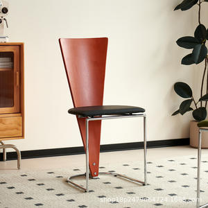 Vintage Solid Wood Dining Chair With Metal Frame <b>Backrest</b> For Dining Room Adult Use - Product Image 1
