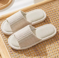 Chaussons d'été en coton et lin pour femmes, style petite fragrance, antidérapants, en lin japonais, nouvelle collection, vente chaude