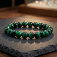 Bracelet unisexe en perles de jade naturel, bijoux classiques en forme de boule verte, cadeau tendance