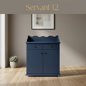Blue Scalloped Living Room Cabinet <b>Sideboard</b> <b>Storage</b> Cupboard with Drawers and Doors - Product Image 2