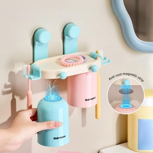 Waterproof Durable Wall Mounted Bath Shelf 4/3/2-Person Family <b>Punch</b>-Free Toothbrush Rack Mouthwash Bathroom - Product Image 1