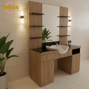 Siman Prix de gros Meuble de salle de bain avec étagère, <span class=keywords><strong>miroir</strong></span> et lavabo, avec rangement, et <span class=keywords><strong>miroir</strong></span> de coiffeur pour hôtel - Product Image 1