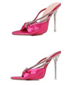 2025 European and American New Crystal Decorated High Heel <b>slippers</b> Pointed Crystal High Heel Sexy Sandals - Product Image 6