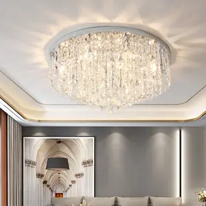 Lustre de plafond en cristal de luxe de Style moderne pour chambre à coucher, grand hôtel, mariage doré, Lustre Led, lampe suspendue en cristal