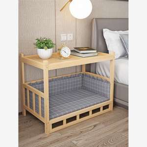 Modernes Etagenbett für Haustiere aus Massivholz für Hunde und Katzen, umweltfreundliches Loft-Haus mit Sicherheitsgeländer und belüftetem Design - Product Image 3