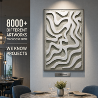 Art mural abstrait 3D multicouche en PVC, motif labyrinthe ondulé blanc et gris, avec cadre noir, pour hôtels, restaurants, murs d'accentuation, personnalisable en gros
