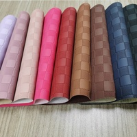 Cuir synthétique PU gaufré à motif damier de 0,8 mm avec support brossé pour sacs et ameublement domestique
